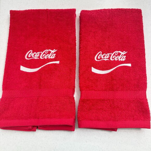 Coca Cola Towels Embroidered Hand Towel Set Red Black Bathroom Home Decor - Picture 2 of 5